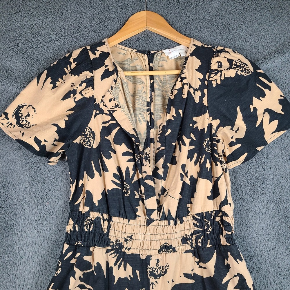 Anthropologie Floral Wide Leg The Somerset Jumpsuit XS Smocked Waist V-Neck - Picture 2 of 10